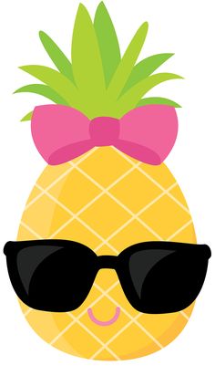 a pineapple wearing sunglasses with a pink bow on it's head and glasses