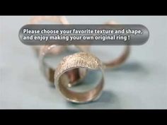 two wedding rings with the words please choose your favorite texture and shape, and enjoy making your own original ring