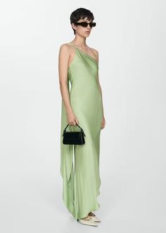 Asymmetric straps dress - Women | Mango USA Fancy Clothes, Formal Occasion Dress, Mango Dress, Straps Dress, European Summer Outfits, Guest Attire, Cocktail Attire, Fashion 2024, Floor Length Dresses