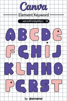 the alphabet and numbers are made up of squares, dots, and letters with different shapes