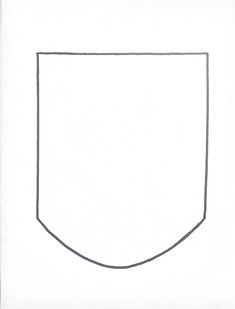 a drawing of a large white shield with black lines on the front and back sides