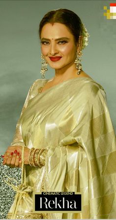 Rekha Saree Look, Lohri Greetings, Wedding Matching Outfits, Gold Saree, Old Film Stars