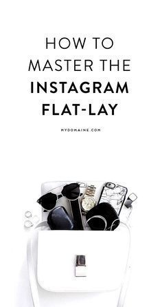 a white bag with sunglasses and other items in it that says how to master the instagram flat - lay