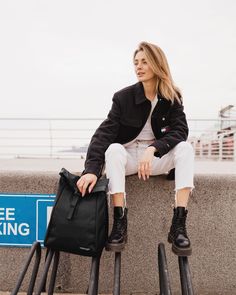 "It is a perfect roll top backpack for stylish girls who lead an active lifestyle. Space inside is enough to take with you everything necessary to study or walk. This versatile backpack is suitable to any outfit. This backpack is: ✔️ Handmade ✔️ 100% vegan ✔️ Eco leather, only organic materials ✔️ Unique design ✔️ Add personalization if you want ✌ Free your hands for hugs with our bold fanny packs https://etsy.me/2JGaXEW More perfect travel backpacks here https://etsy.me/32VpBQl HIGHLIGHTS: ✔️ T Woman Backpack, Macbook Bag, Roll Top Backpack, Backpack College, Fashionable Bags, Adidas Backpack, Street Style Bags, Trendy Backpacks, Everyday Backpack