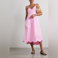 Beautiful And Never Worn! With Tags New York Outfit, Scalloped Dress, Scallop Hem, Matthew Williamson, Designer Accessories, Pink Midi Dress, Green Midi Dress, Mode Fashion, Hem Dress