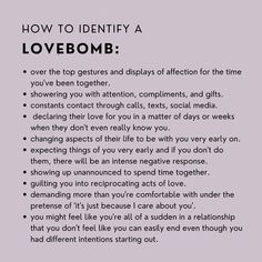 a poem written in black and white with the words how to identify a lovebomb