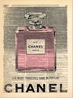 an advertisement for chanel perfume with the caption's name in pink and black