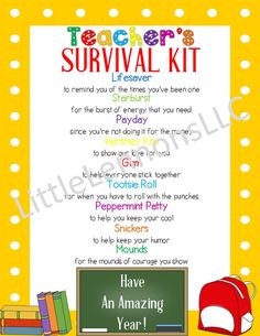 a teacher's survival kit is shown