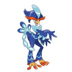 an image of a cartoon character with blue and orange colors on his face, arms and legs