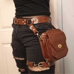 Steampunk Belt Bag For Everyday Use, Ren Faire Outfits, Thigh Bag, Fair Outfits, Clothing Design Sketches, Steampunk Clothing, Phone Pouch, Waist Bags, Steam Punk