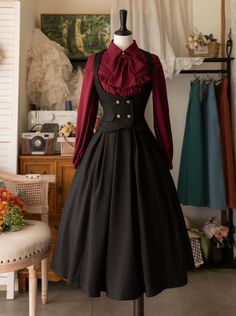 Victorian Dress Reference, Modern Victorian Fashion Aesthetic, Vintage Dress Aesthetic, Long Skirt Vintage, Dresses Korean Style, Dress For Graduation, Fancy Outfit, Dress Design Drawing