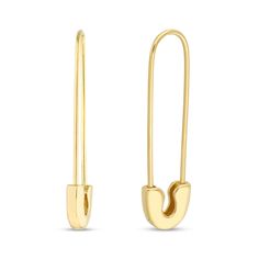 Write your own fashion rules with the quirky design of these 14K gold safety pin drop earrings. Crafted in 14K gold Each earring features a long linear design punctuated in a safety pin closure. These earrings secure with long wire backs that thread through the ear. Safety Pin Chain Earring, Trendy Safety Pin Single Earring, Gift Safety Pin Shaped Single Earring, Single Safety Pin Earring, Gold Safety Pin Earrings, Everyday Princess, Engagement Ring Necklace, Fashion Rules, Disney Fine Jewelry