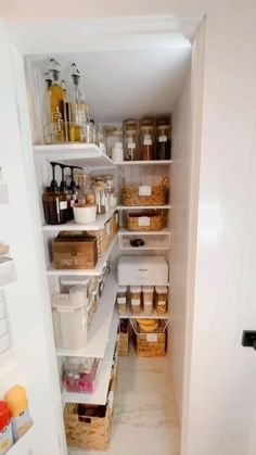 the pantry is stocked with all kinds of food