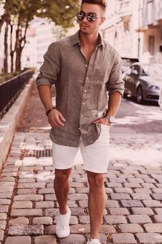 Mens Vacation Outfits, Vacation Outfits Men, Herren Style, Casual Outfits Summer, Mode Casual