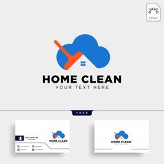 the home clean logo is designed with blue and orange colors