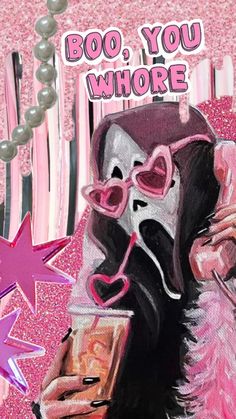 #scream #ghostface #glam #ghost #halloween #pink #sparkle #art Halloween Pictures To Draw, Ghost Face Wallpaper Aesthetic, Sparkle Art, Phone Wallpaper Pastel, Scream Ghostface, Dark Black Wallpaper, Scream Halloween, Halloween Pink