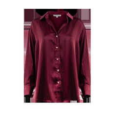 Maroon long sleeve shirt button down Silk Blouse Outfit, Maroon Outfit, Elegant Fashion Outfits, Satin Button Up, Maroon Top, Maroon Shirts, Fashion Guide, Barbie Life, The Button