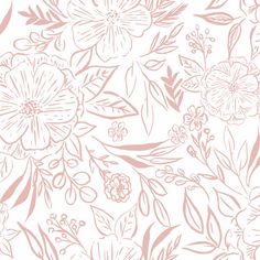 Beth Schneider Floral Sketch Peel & Stick Wallpaper Peel and Stick Wallpaper RoomMates Roll Pink Backdrop Installation, Black Sketches, Large Floral Wallpaper, Room Mates, Floral Sketch, Dorm Furniture, Wallpaper Print, Modern Color Palette, Crafts Decor