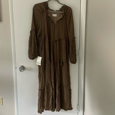 Long Sleeve Flowy Maxi Dress With Tiered Detailing And Elastic Wrist Cuffs For A Fun Billowy Sleeve. Such A Cute Boho Style! Long Sleeve Flowy Maxi Dress, Boutique Maxi Dresses, Soft Surroundings Dresses, Color Block Maxi Dress, Dkny Dress, Velvet Wrap Dress, Maxi Sundress, Maxi Dress Pattern, Dresses Boho