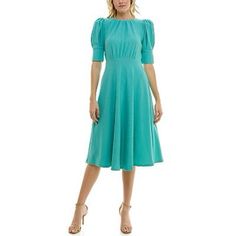 Elbow Sleeve, Knit Midi, Knit Midi Dress, Puffed Sleeves, Fit & Flare, Midi Length, The Knee, Puff Sleeve, Ottoman