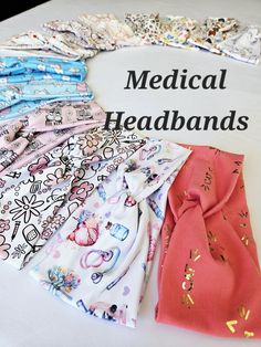 medical headbands laid out on a table with the words medical headbands