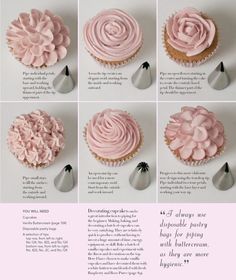 the instructions for how to decorate cupcakes with icing and piping tips