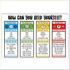 three colorful posters with the words how can you help yourself?