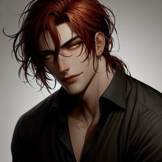 a man with red hair wearing a black shirt