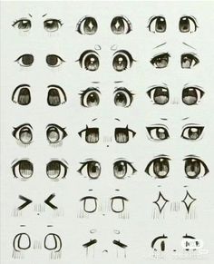 various types of eyes drawn in black and white