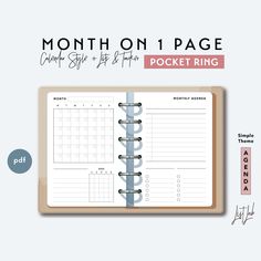 the month on 1 page pocket ring planner