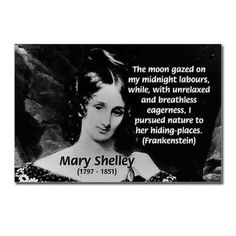 mary shelley quote on black and white photo with mountains in the background - business card