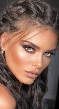 Full Glam Prom Makeup, David Hair, Wedding Eye Makeup, Bridesmaid Hair Makeup, Makeup Looks For Brown Eyes, Bride Makeup, Wedding Hair And Makeup, Bridesmaid Hair, Beautiful Woman