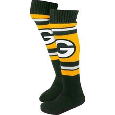 green bay packers socks are shown in black and yellow