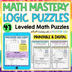 a poster with the words, leveled math puzzles and printables on it