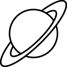 the planet saturn with its rings outlined in black on a white background, it looks like an outline