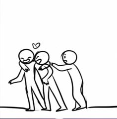 three stick figures hugging each other in front of a white background with the words love written on it