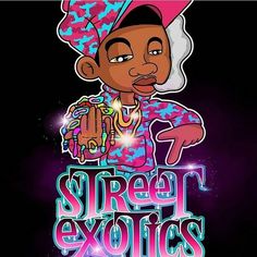 an image of a cartoon character with the words street exotics on it