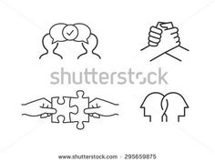 four hand drawn images of people with puzzle pieces in the shape of hands and fingers