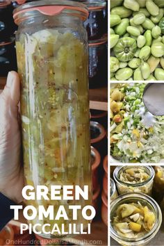 green tomato pickle recipe in a mason jar