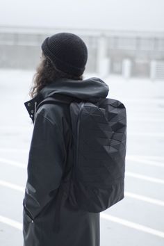 Tessel Jet Pack.  #techwear #jetpack #tessel Black Windproof Techwear Outerwear, Black Techwear Parka With Adjustable Hood, Black Windproof Techwear Hoodie, Black Techwear Backpack For Travel, Black Nylon Techwear Bags, Puffer, Winter Jackets, Mood Board