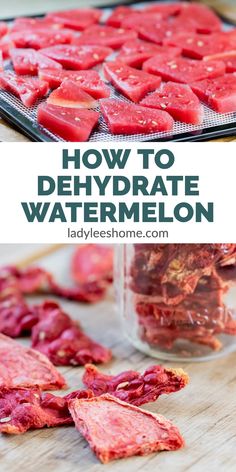 how to dehydraate watermelon with text overlay