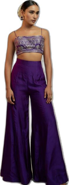 Indian Arts And Crafts, Personal Shopping Service, Palazzo Set, Purple Pants, Sanya, Custom Tailoring, Pant Set, Indian Design, Handmade Clothes