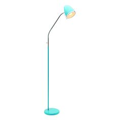 a blue floor lamp on a white background