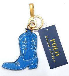 Polo Ralph Lauren Key Chain/Ring Brass/Leather Cowboy Boot Blue Embroidered Cowboy Boot Keychain, Liz Core, Swag Bags, Cowboy Aesthetic, Cowgirl Gifts, Jewelry Accessories Ideas, Leather Cowboy Boots, Cowboy Boot, Cute Little Things