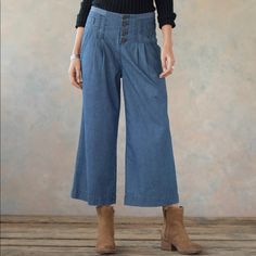 Love These Wide Leg Cropped Denim Pants. New With Tags From Sundance Catalog. They Are So Flattering. Chic Washed Blue Bottoms For Fall, Chic Relaxed Fit Medium Wash Bottoms, Chic Denim Bottoms With Relaxed Fit, Fall Denim Blue Wide-leg Pants, Chic Relaxed Fit Denim Bottoms, Medium Wash High-waisted Pants For Spring, High-waisted Medium Wash Pants For Spring, Chic Medium Wash Denim Bottoms, Washed Blue Cropped Leg Bottoms For Fall