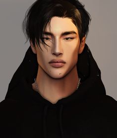 a man with black hair and piercings on his face wearing a hoodie sweatshirt