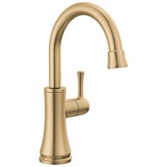 the delta single handle kitchen faucet in brushed brass