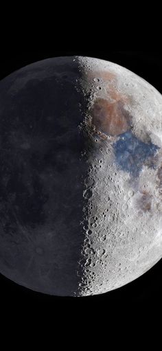 an image of the moon with two different phases in it's center and side