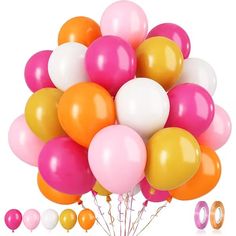 a bunch of balloons that are in the shape of numbers on a white background,