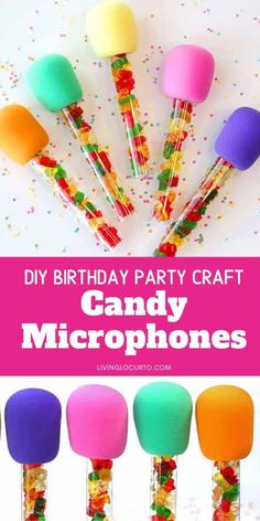 birthday party crafts for kids with candy microphones